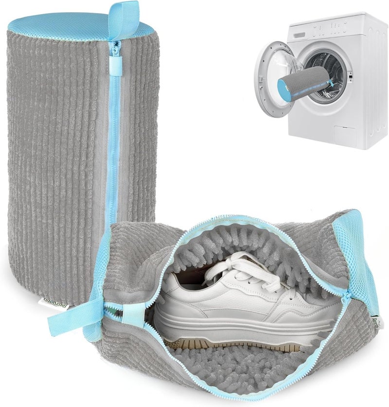 Recrantia Shoe Washing Machine Bag - Set of 2 Shoe Washing Bags, 360° Deep Clean Shoes Laundry Bag, Reusable Shoe Bag for Washing Machine, Sneaker washing machine bags, Grey - Image 1